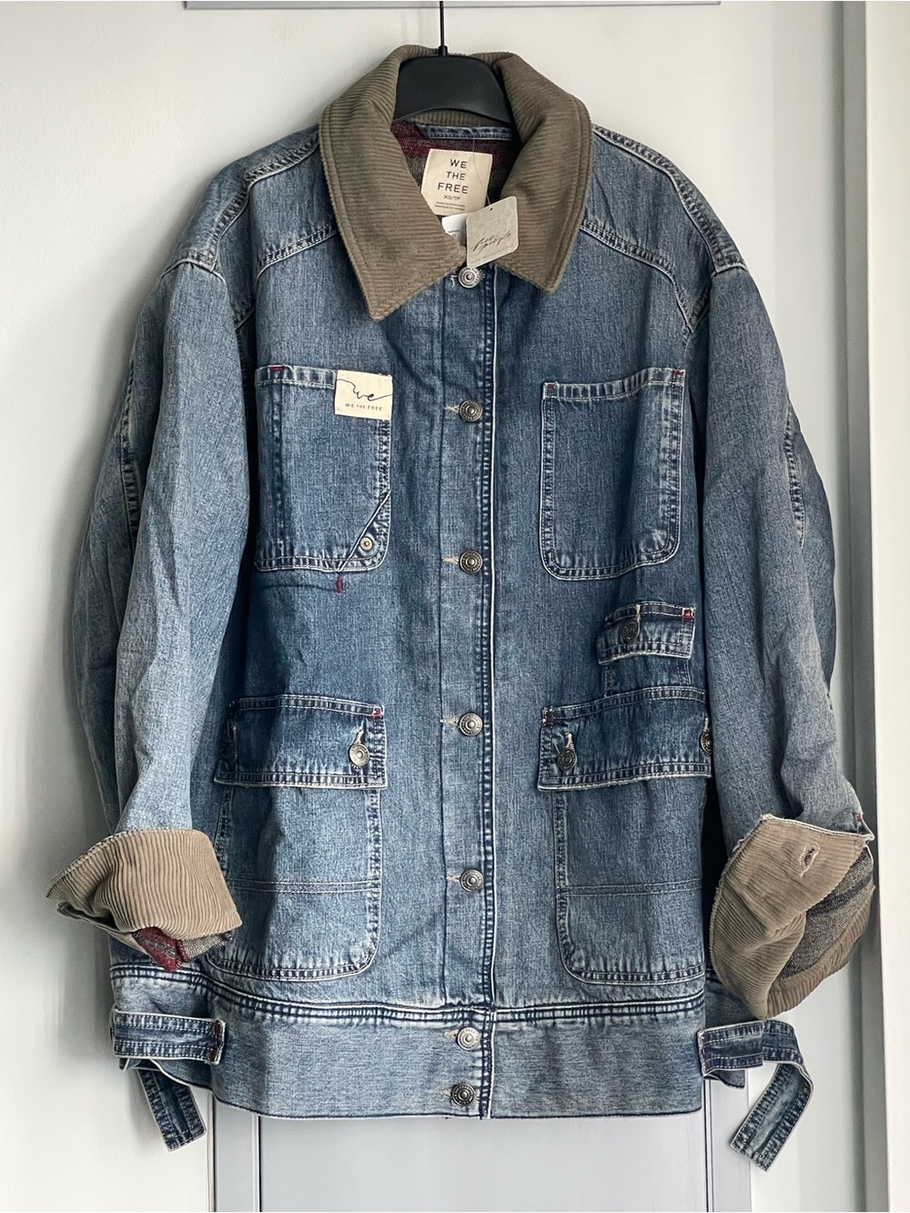 NWT WE THE FREE ($415) Sweet Talk Denim Barn Coat in Century Wash - Picture 3 of 13